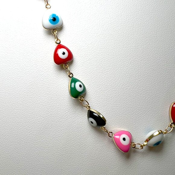 Eye Candy LA Luxe Collection Enamel Heart & Evil Eye Necklace - Picture 3 of 6